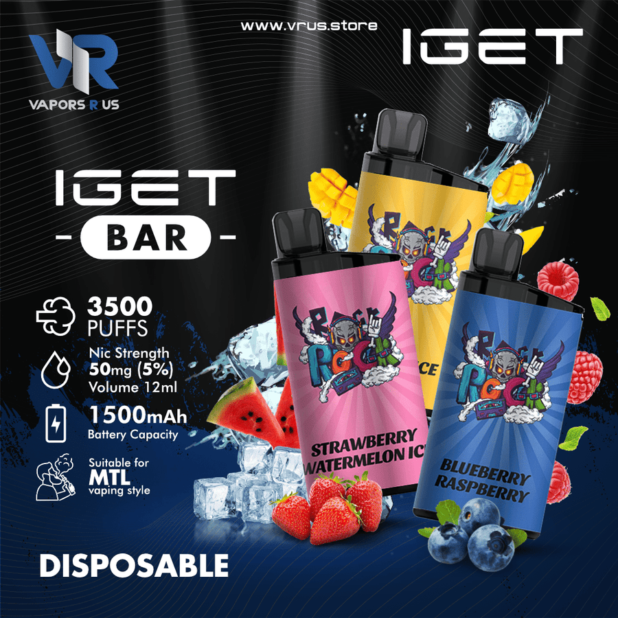 IGET - BAR Disposable Pod Device 3500+ PUFFS (50mg 5%) | Vapors R Us LLC