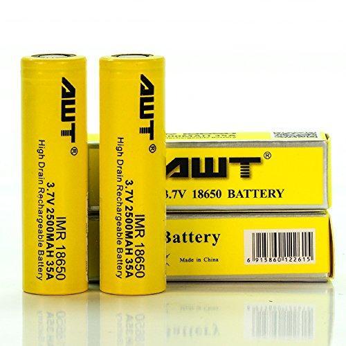 AWT - 18650 Battery 2500mAh 35A Yellow  (Two Batteries) | Vapors R Us LLC