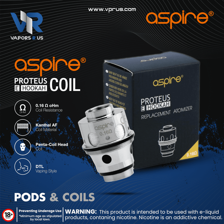 ASPIRE - Proteus E-Hookah Coil | Vapors R Us LLC