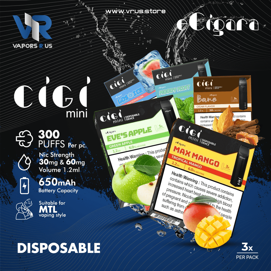 ECIGARA - CIGI Mini Disposable (3Pcs Pack) | Vapors R Us LLC