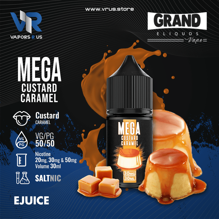 GRAND ELIQUIDS - MEGA Custard Caramel 30ml