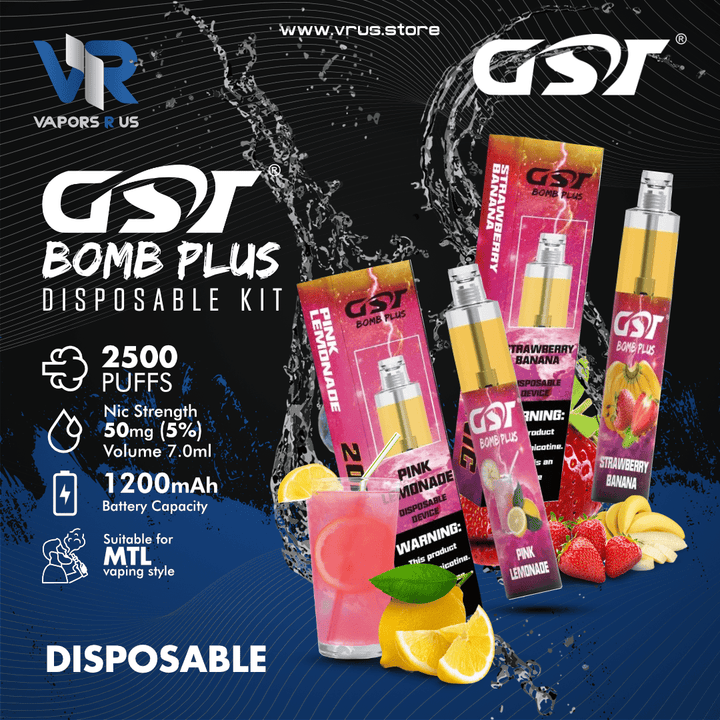 GST - Bomb Plus 2500 puffs Disposable Vape | Vapors R Us LLC