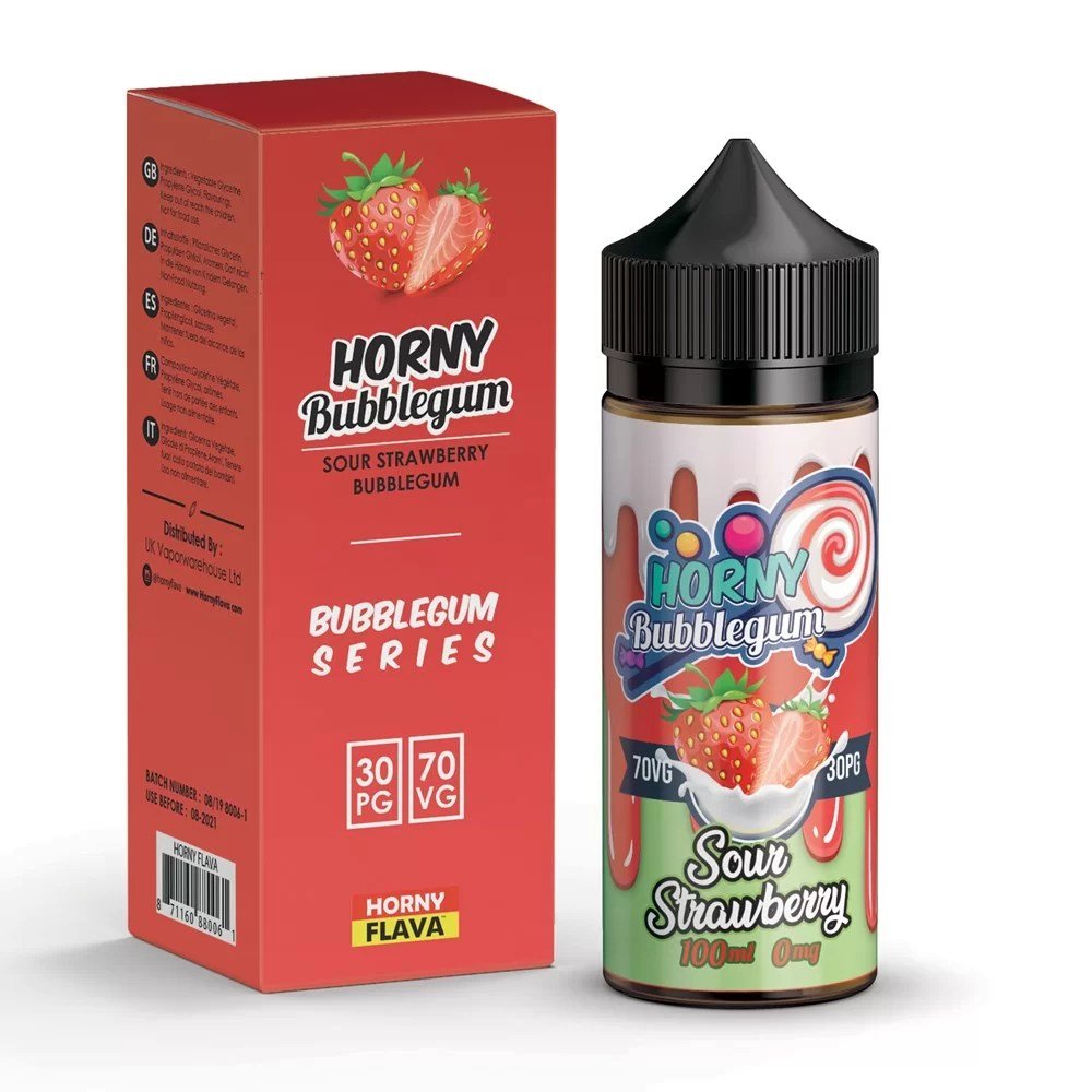 HORNY BUBBLEGUM - Sour Strawberry Bubblegum 120ml | Vapors R Us LLC