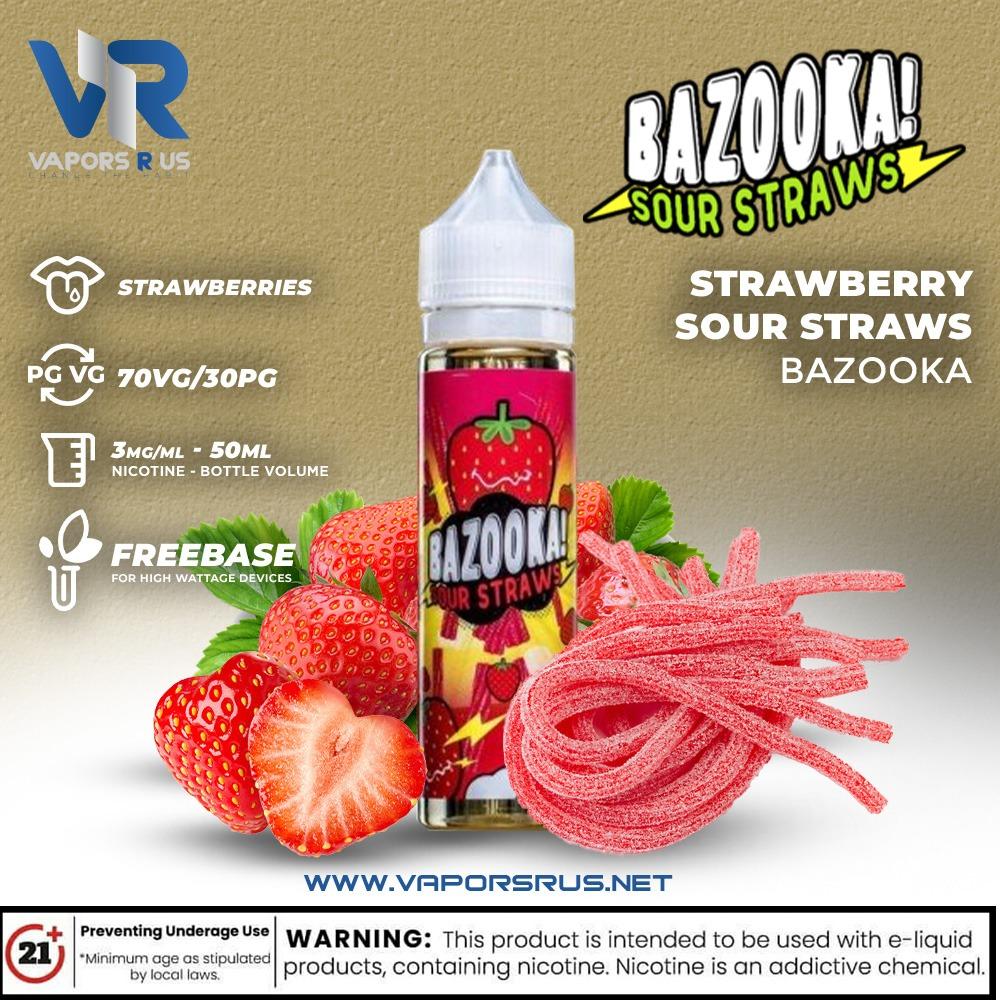 BAZOOKA - SOUR STRAWS - Strawberry 3mg 60ml | Vapors R Us LLC