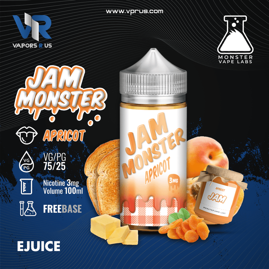 JAM MONSTER - Apricot 3mg | Vapors R Us LLC