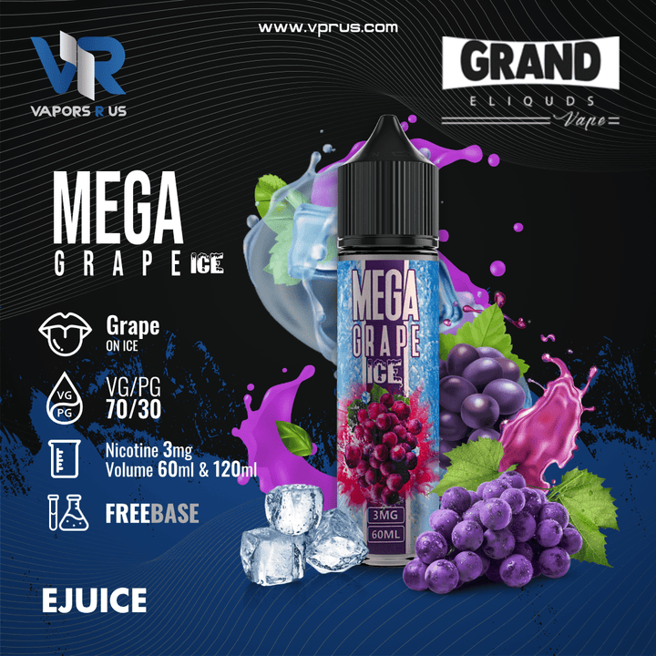 GRAND ELIQUIDS - Mega Grape Ice 3mg | Vapors R Us LLC