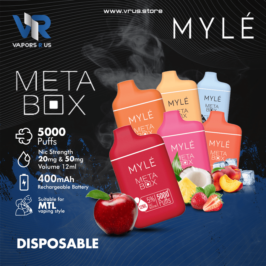 MYLE - META BOX RECHARGEABLE DISPOSABLE (5000 PUFFS - 5%) | Vapors R Us LLC