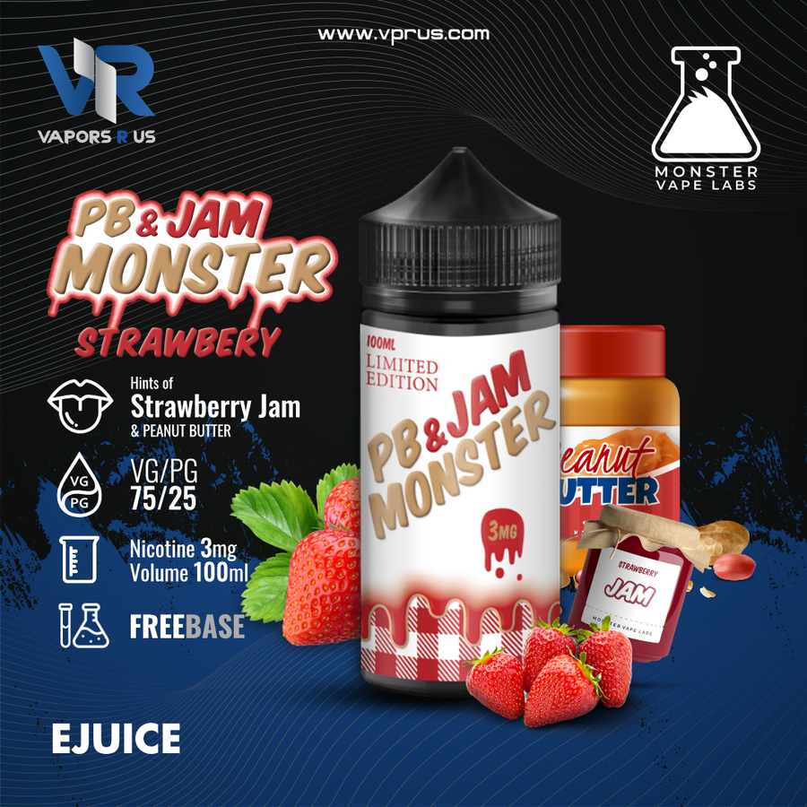 PB & JAM MONSTER - Strawberry 3mg