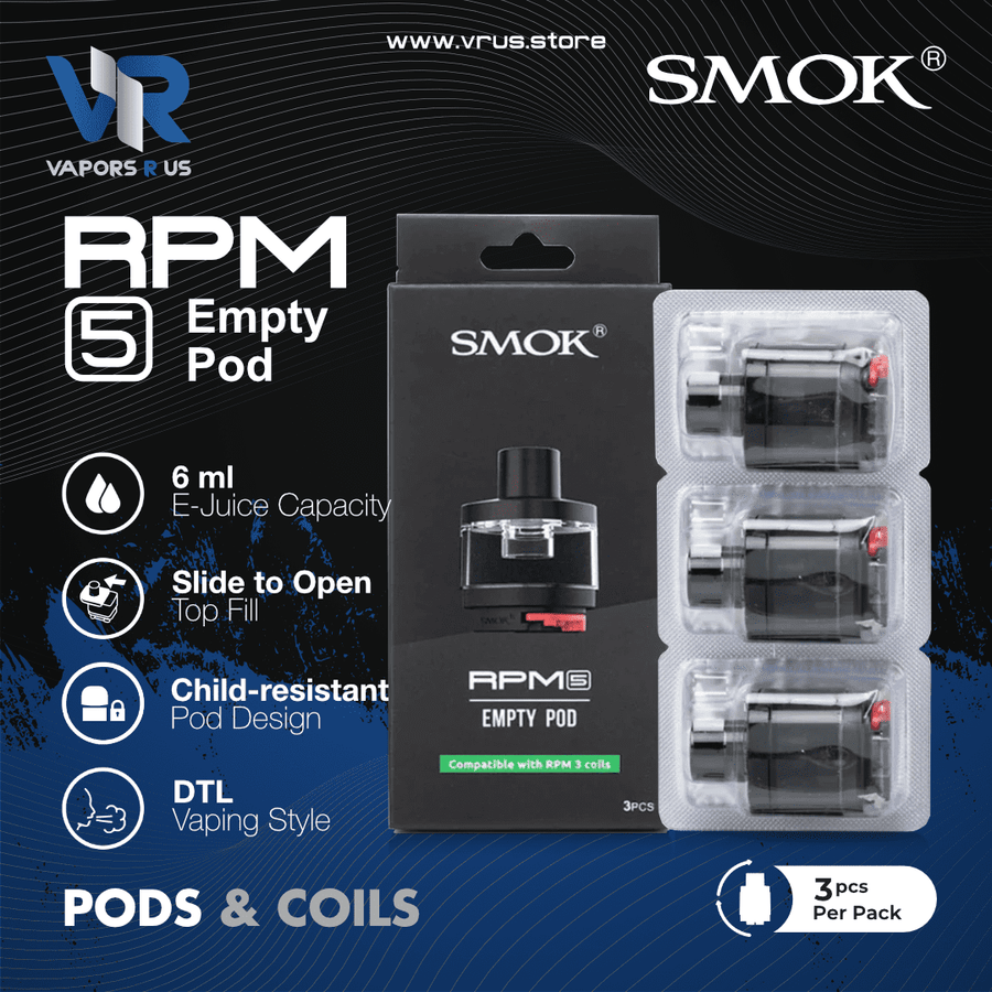 SMOK - RPM 5 Empty Pod Cartridge 6.5ml (3pcs/pack) | Vapors R Us LLC