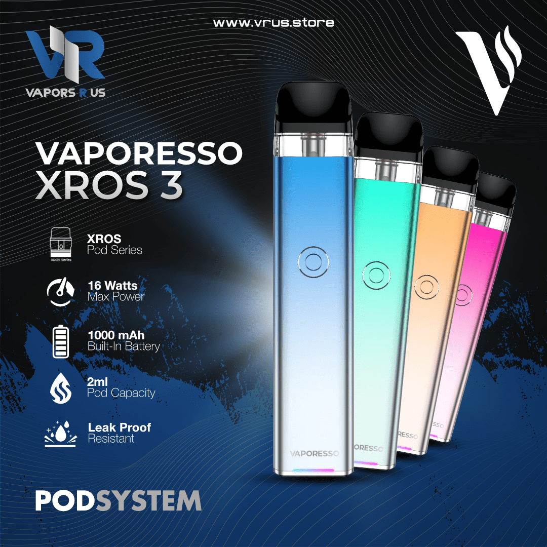 VAPORESSO - XROS 3 16W Pod Kit 1000mAh | Vapors R Us LLC