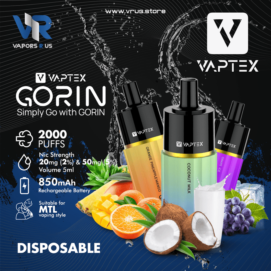 VAPTEX - Gorin 2000 Puffs Disposable (5ml - 850mAh) | Vapors R Us LLC