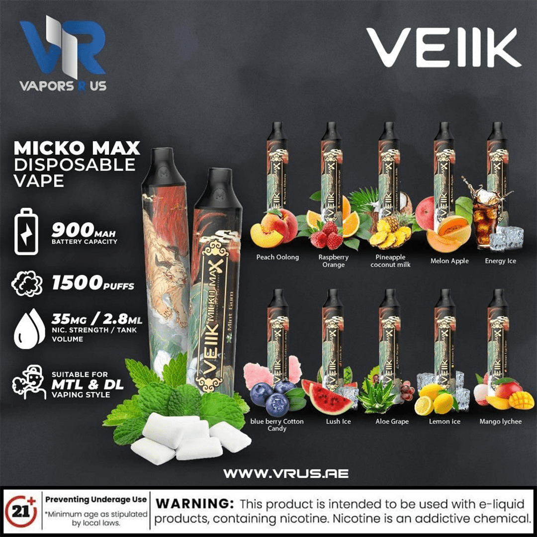 VEIIK - Micko Max Disposable 1500 Puffs Vape (50mg 5%) | Vapors R Us LLC