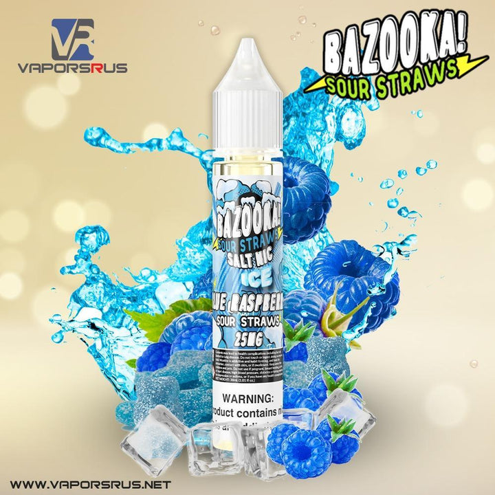 BAZOOKA - SOUR STRAWS - Blue Raspberry on Ice 30ml (SaltNic) | Vapors R Us LLC