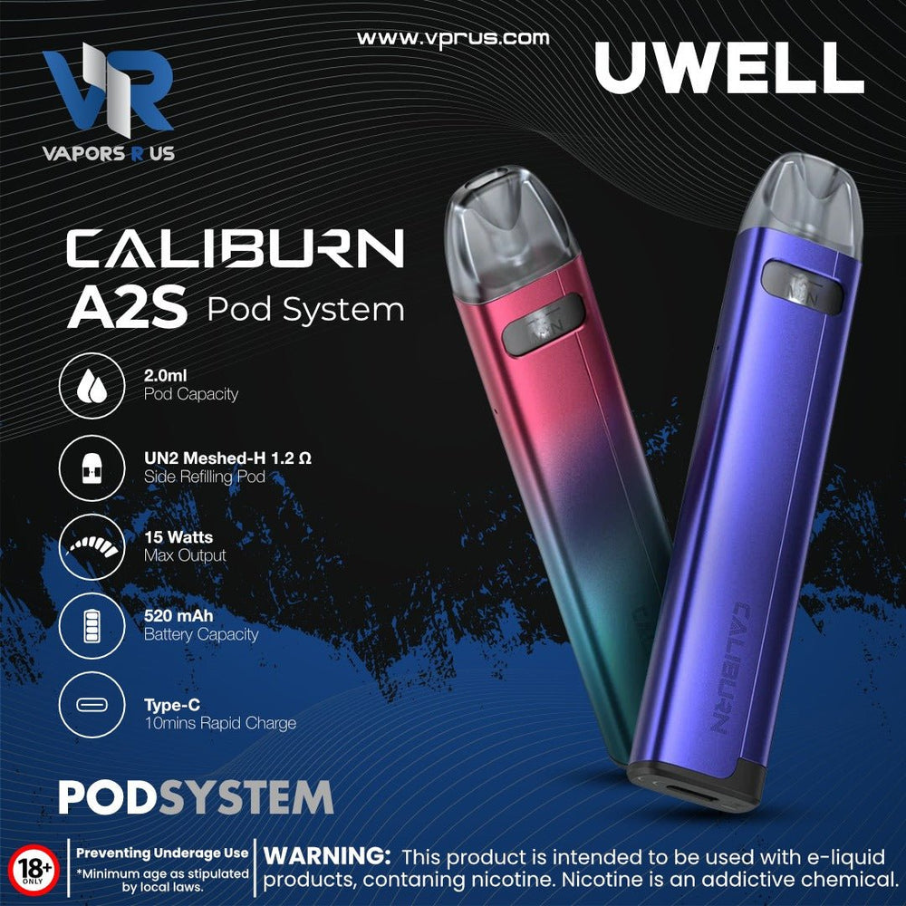 UWELL - Caliburn A2S Pod Kit 520mAh | Vapors R Us LLC